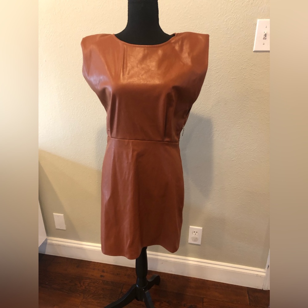 En Saison brown faux leather dress!  Perfect for winter!  So chic!